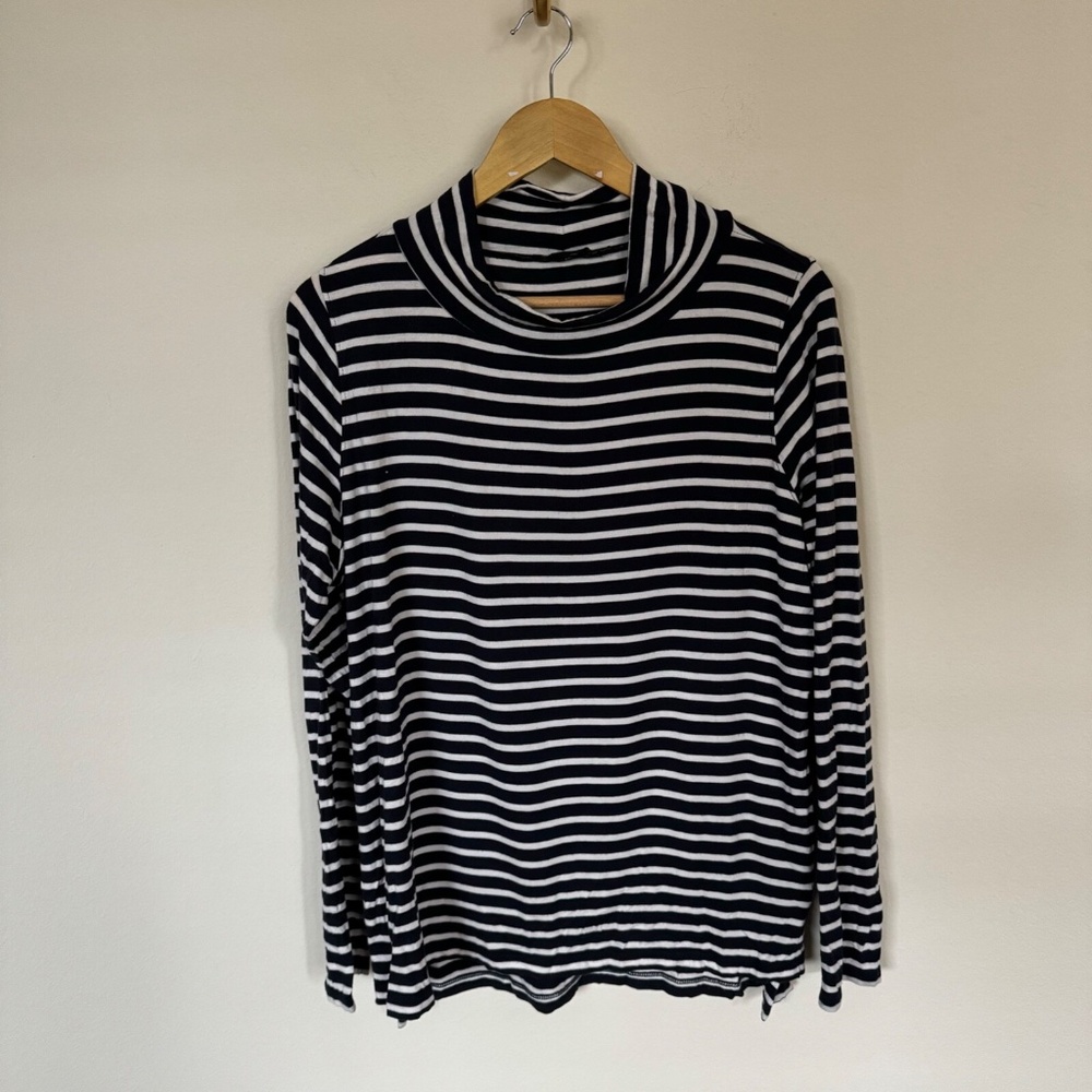 Pendleton Navy White Stripe Long Sleeve Turtleneck Top Size Large